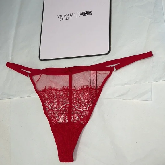 Victoria's Secret VString Mesh & Lace Red THONG Panty XL - Picture 2 of 12